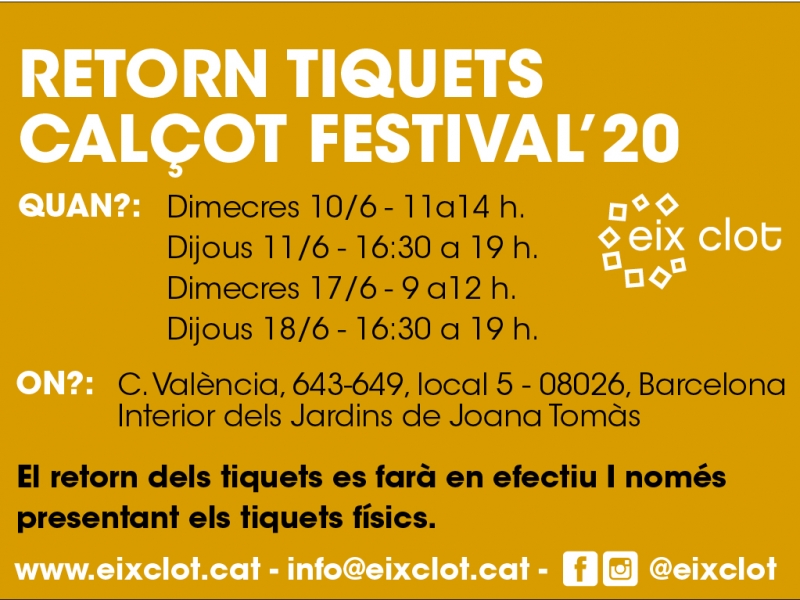 Informació Tiquets Calçot festival 2020